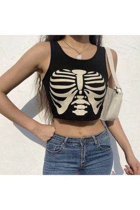 Grunge Skeleton Yarım Kadın T-shirt iyimoda.crop6