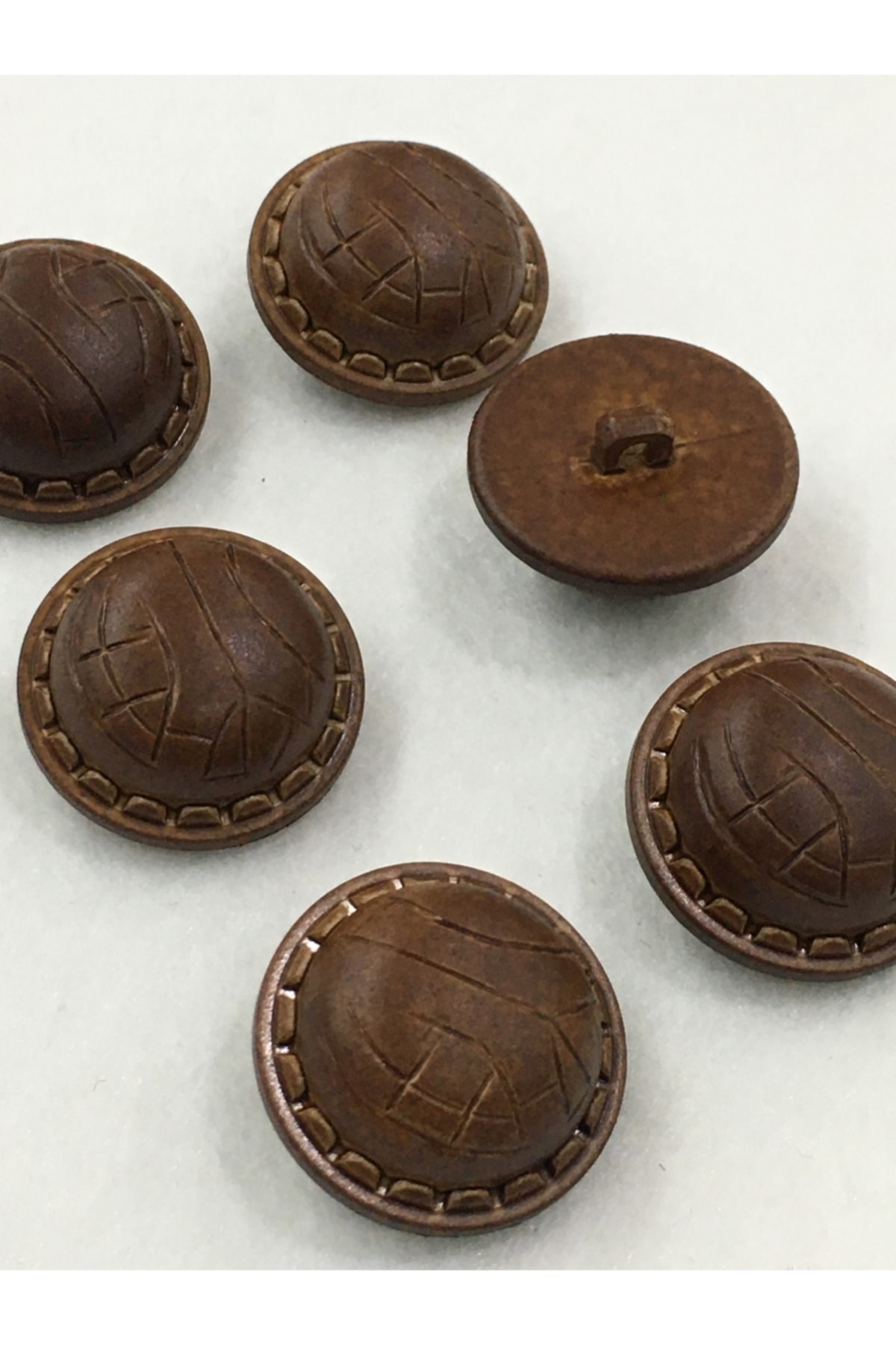 Coat Button Leather Look Set of 6 Black