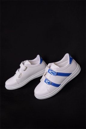Beyaz - Bebek Ve Çocuk Cırt Cırtlı Şeritli Spor Ayakkabı Adx044 ADX044