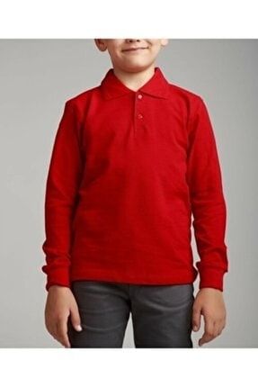 Kırmızı Penye Polo Yaka Okul Tşörtü Unısex TYC00389525308