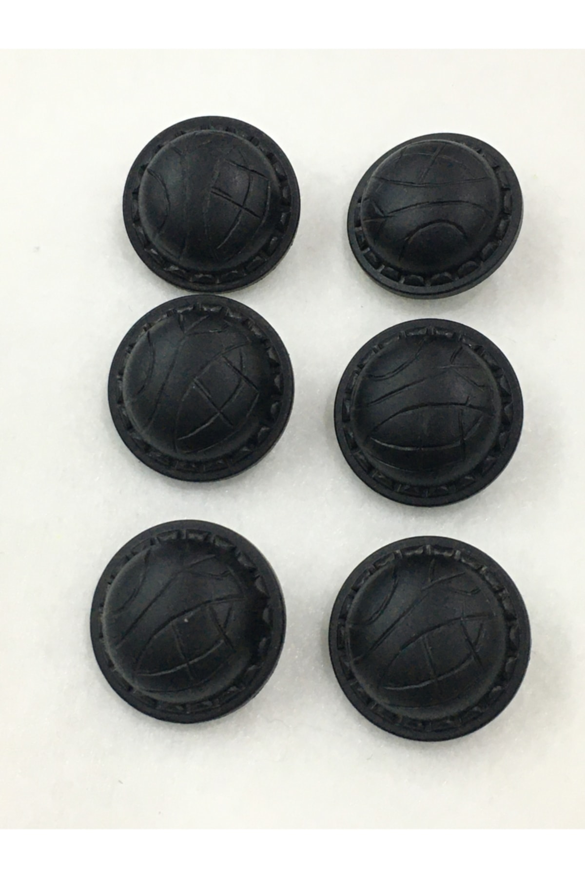 Coat Button Leather Look Set of 6 Black 3 Cm