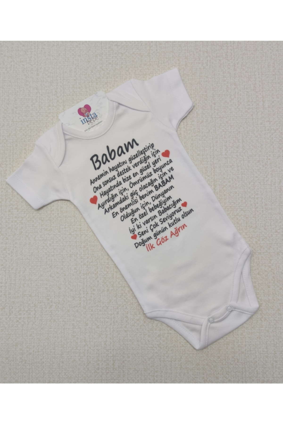 İnsta Bebe Baba Doğum Günün Kutlu Olsun Yazılı Zıbın Çıtçıtlı Body