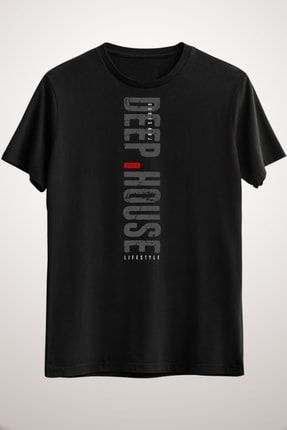 Unisex Siyah Deep House Müzik Tshirt Music God Is A Dj Love EM1291