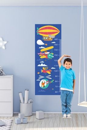 Hava Taşıtları Desenli Boy Ölçer Çocuk Odası Duvar Sticker - Sim629