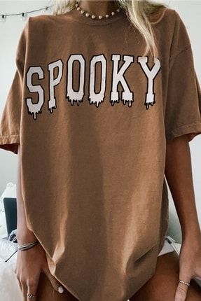 Kadın Kahverengi Baskılı Oversize T-shirt Mg969 MG969