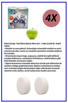 Nem Alıcı Rutubet Giderici Yedek Tablet 4'lü 2 X 250 Gram Yeşil Elma YT_4_250_Elm