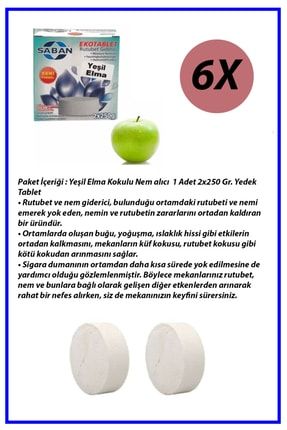 Nem Alıcı Rutubet Giderici Yedek Tablet 6'lı 2 X 250 Gram Yeşil Elma YT_6_250_Elm