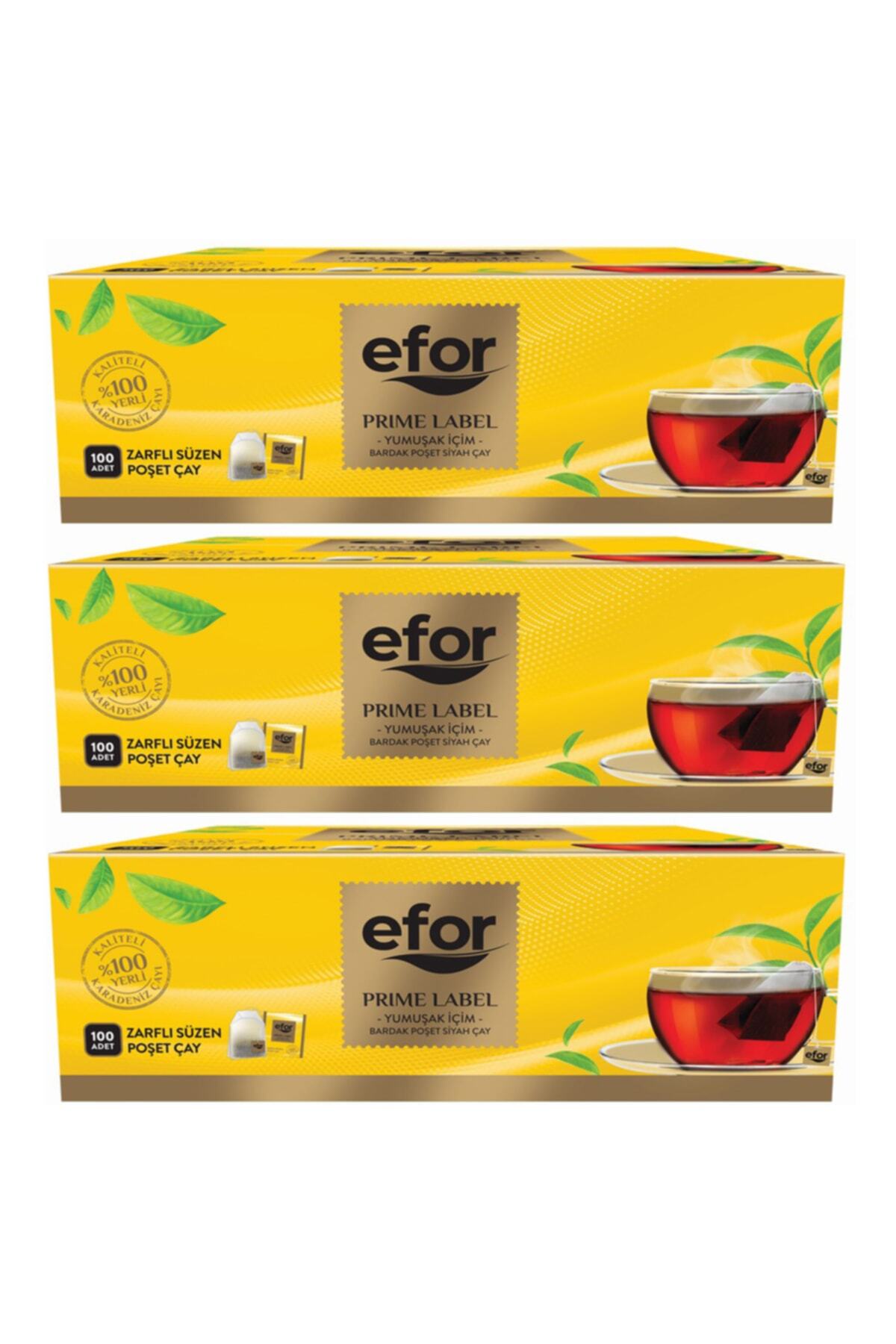 Efor Prime Label Bardak Poşet Çay 100 Adet 3lü Set - Bardak Poşet Çay 300 Adet