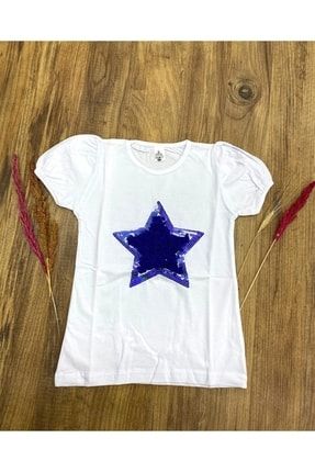 Kız Yıldızlı Pullu Tişört 23 Nisan Gösteri Kıyafeti tyuxmk