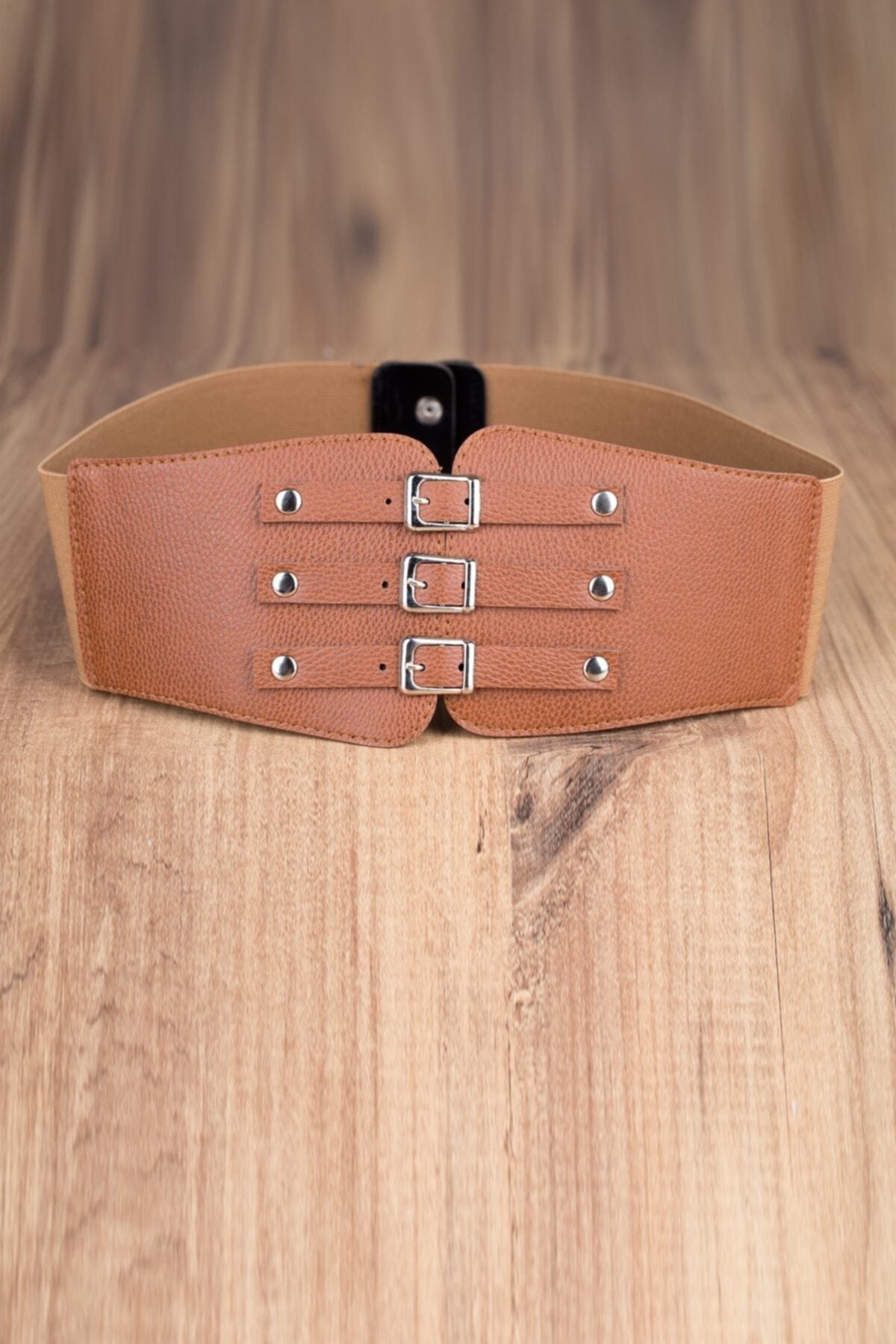 Brown Waist Corset, Wide Leather Belt, Elastic Corset, Leather