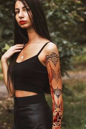 Kadın Modelli Kol Geçici Dövme Tattoo 8699000046426