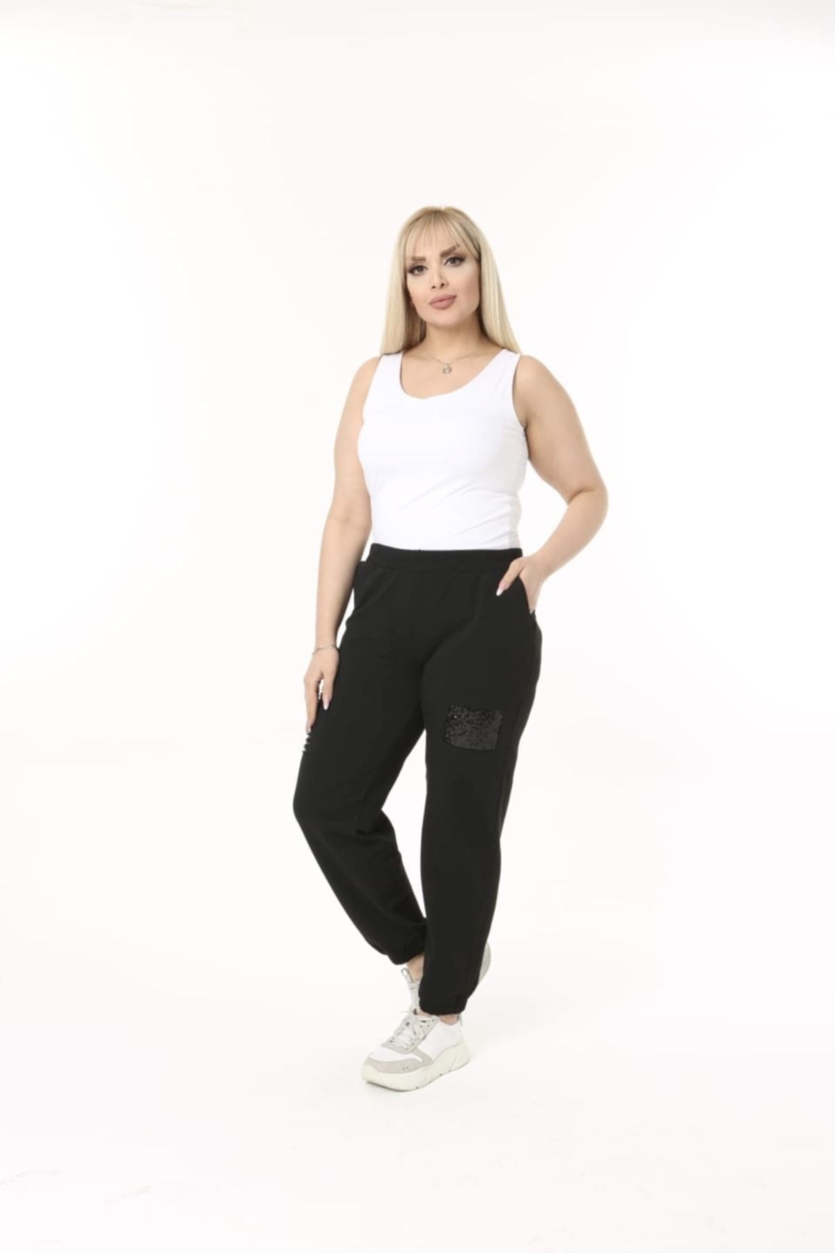 Esina-Pantaloni de sport de damă cu paiete 3