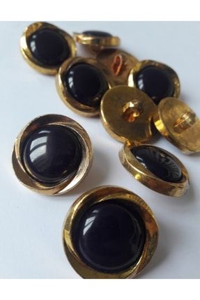 Koyu Mor Gold Kenar Süslemeli 2,3 Cm Vintage Düğme Mothu Koyu Mor Vintage Düğme