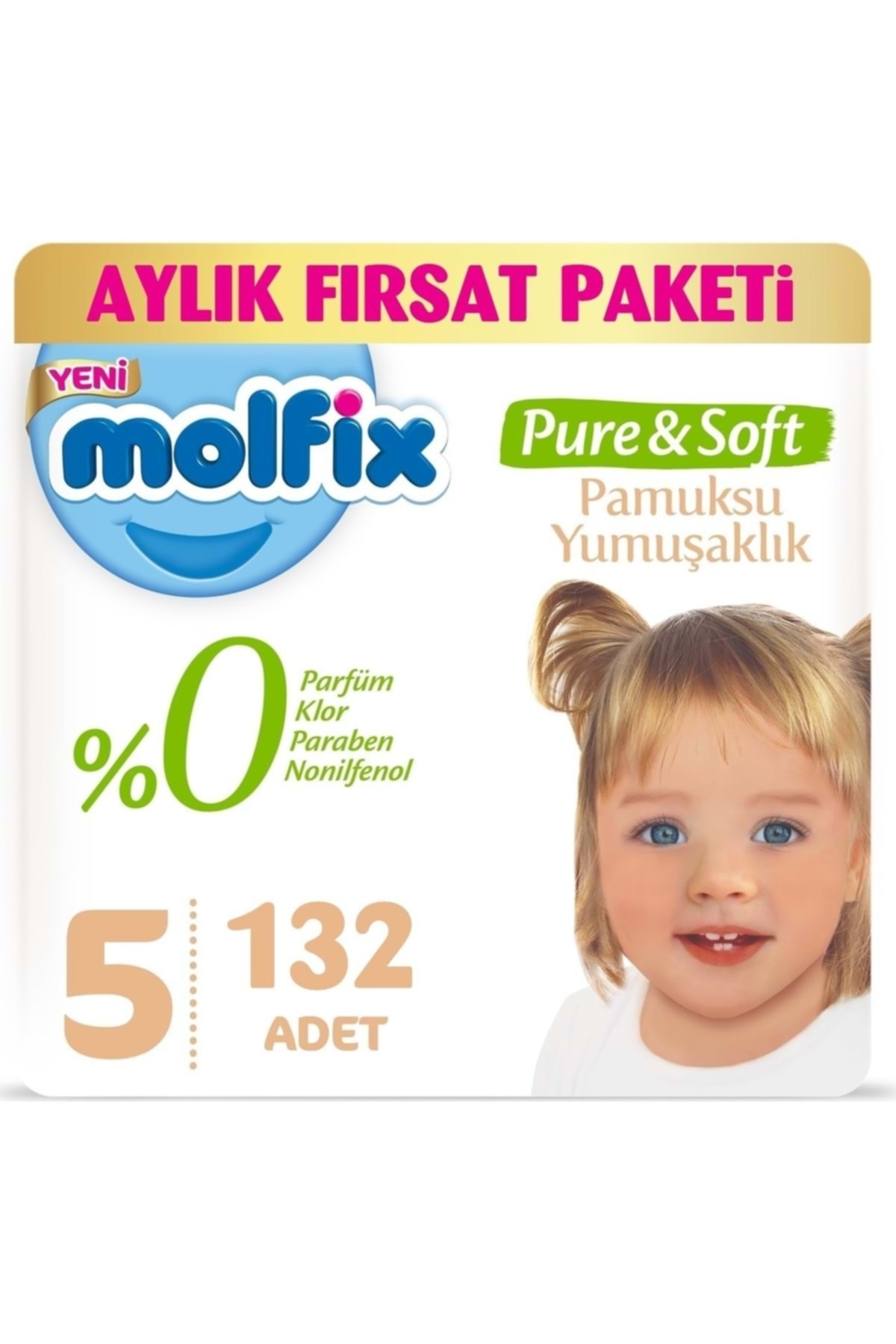 Molfix Pure&Soft Bebek Bezi Dev Pk 5 Beden Junior 132 Adet 3'lü Set