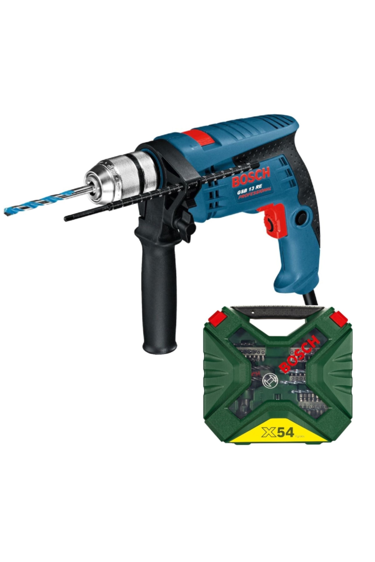 Bosch Gsb 13 Re 600 W Darbeli Matkap + 54 Parça Matkap Ucu Seti Vidalama Ucu Cırcır Tornavida