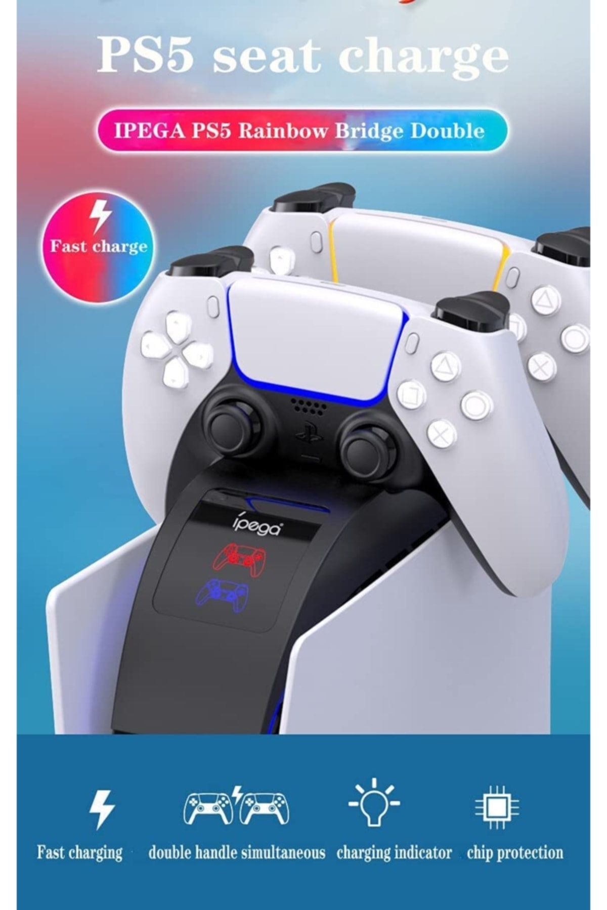 Ps5 Dualsense Şarj Istasyonu Ps5 Hızlı Şarj Led Göstergesi Ile Ps5 Kolu Şarj Standı 5