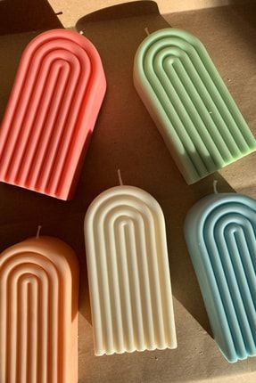 Dekoratif Gökkuşağı Kokulu Mum, Turuncu- Soya Wax Mumu 1 Adet GKKM001