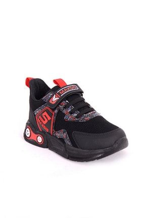Siyah - Erkek Çocuk Cırt Cırtlı Renkli Desenli Spor Ayakkabı Adx049 ADX049