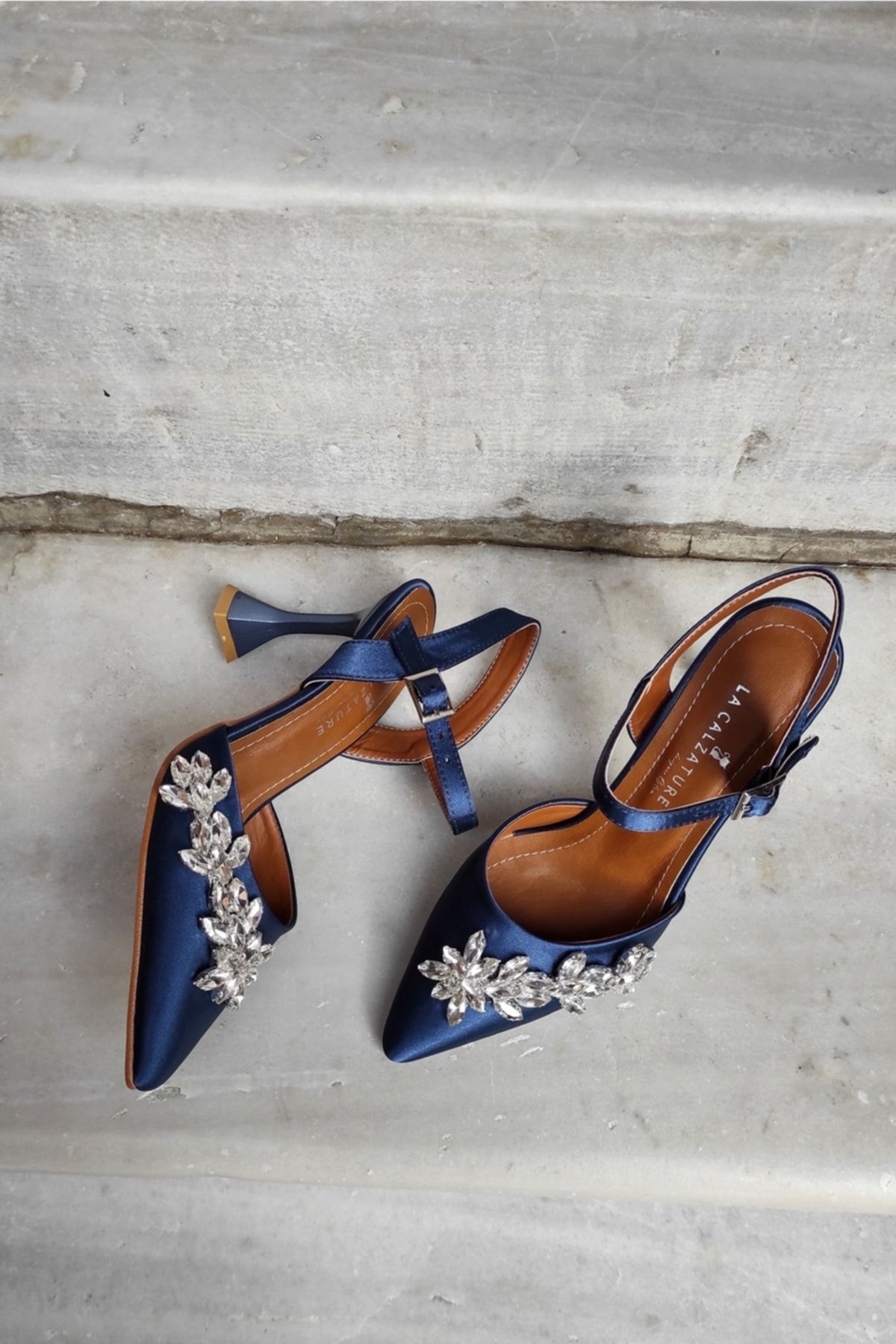 Embellished navy heels online