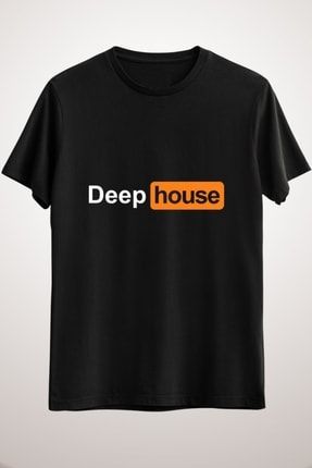 Unisex Siyah Deep House Müzik Tshirt Music Dj Love Hub EM1287