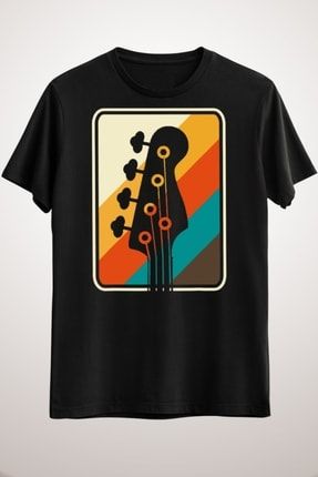 Unisex Siyah Colorful Müzik Tshirt Musician Gift Idea Bass Gitar Guitar EM1220