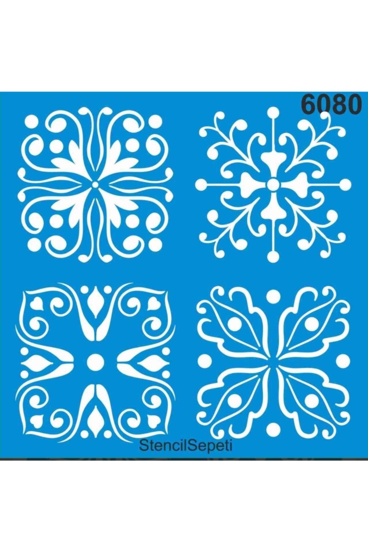 StencilSepeti-Damask Pattern Stencil Template St6080 30x30 Cm 1