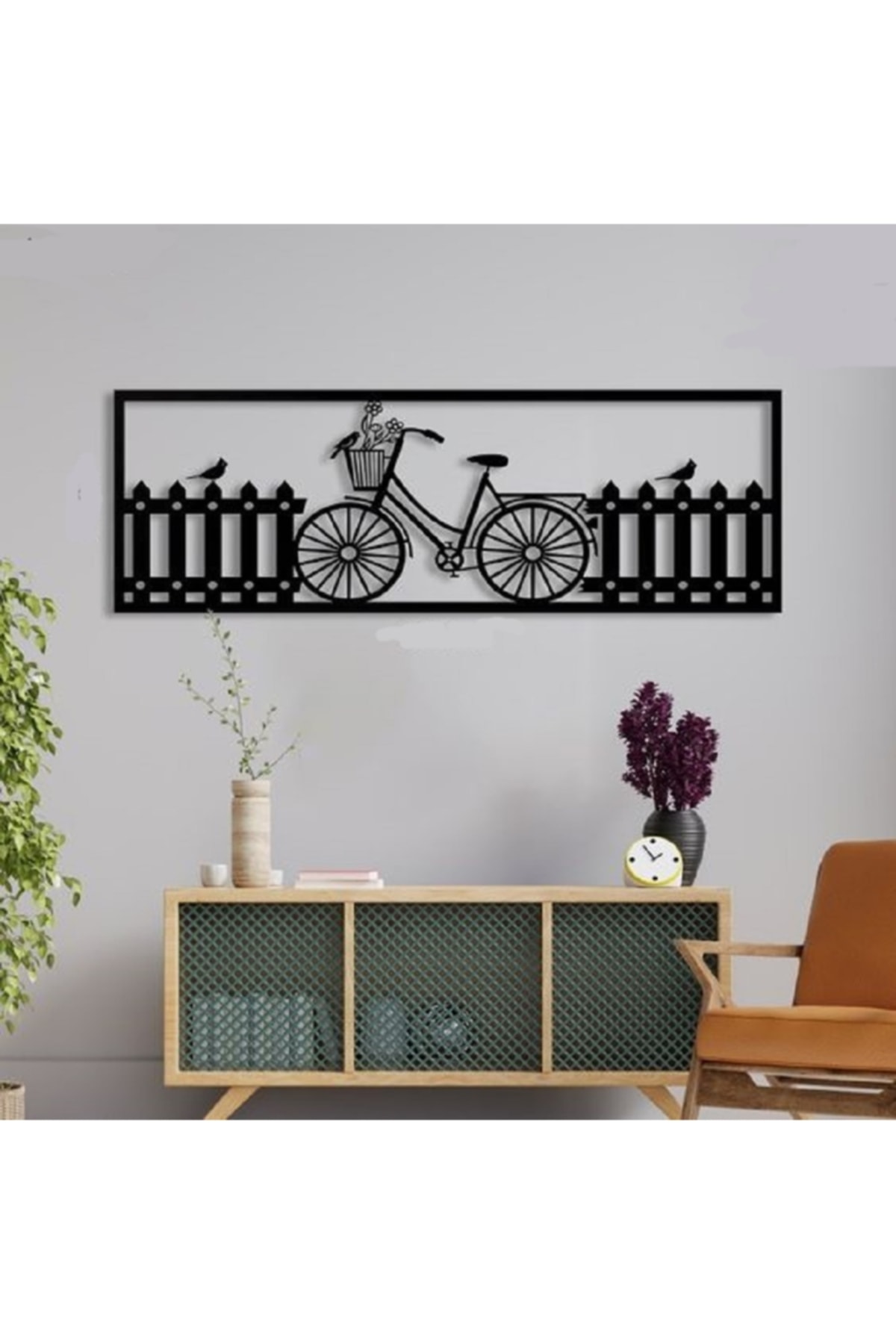Bicycle Fence Bird Concept Decorative Wall Table