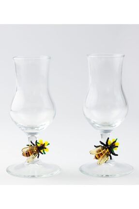 Arı & Çiçek Figürlü Ayaklı Kahve Yanı Su Bardağı & Likör Sunum Kadehi ada430