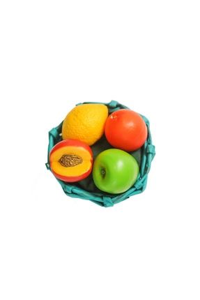 Dekoratif Kokulu Meyve Sabunu Sepeti - 4 Adet Meyveli Renkli Kağıt Örme Sepetli SBBNSPT02