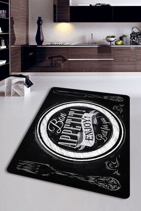 Siyah Modern Desen Mutfak Halısı mutfak-6