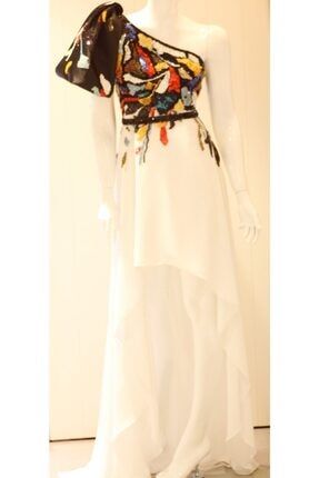 Kadın Beyaz Abiye Elbise 897035