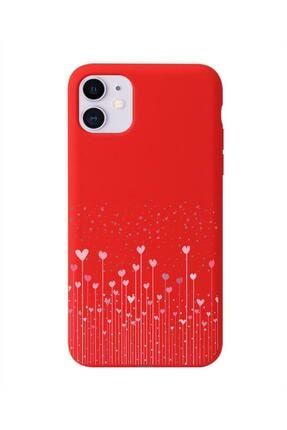 Kalpli Bahçe Tasarımlı Iphone 11 Kırmızı Telefon Kılıfı MCKALPBAHCE05