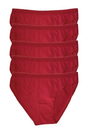 Kadın Penye Bikini 5li Külot Kırmızı Tutku.Kadın.Bikini.Külot.5li