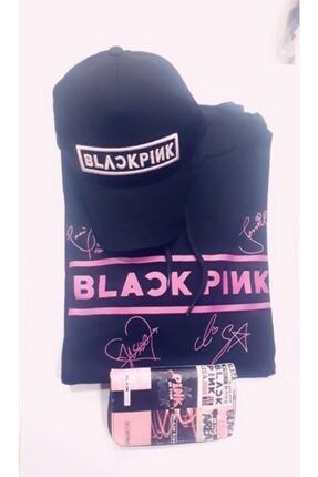 Black Pink Swetshirt Şapka Cüzdan gknblckk11