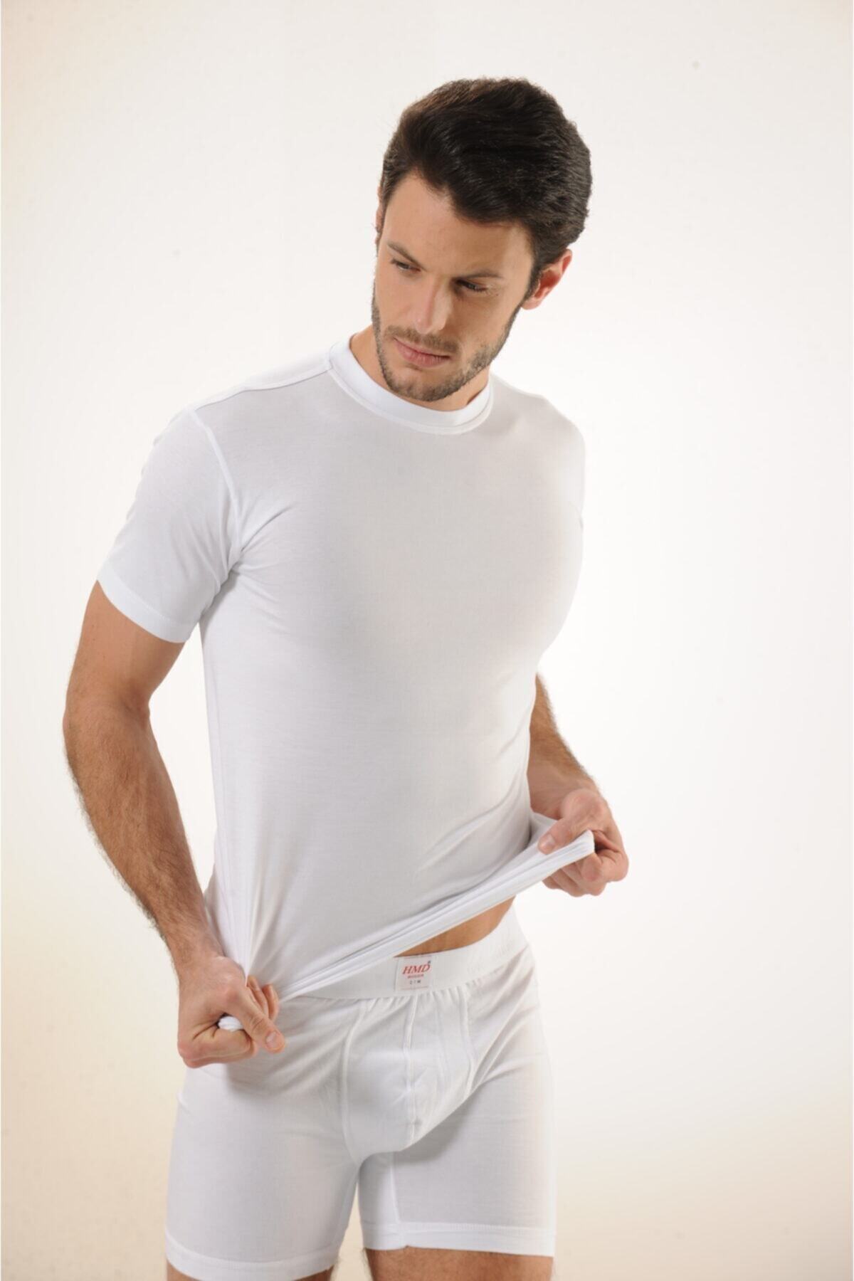 Hmd-Men's 100% Cotton White Single Jersey Closed Collar Undershirt & Comfortable Texture 7