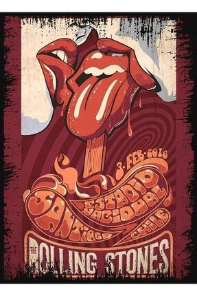 Ahşap Tablo Rolling Stones Poster 50cmx70cm heybe03513069