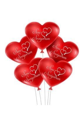 Seni Seviyorum Basklılı Kalp Balon Kırmızı 10'lu SSKLP10