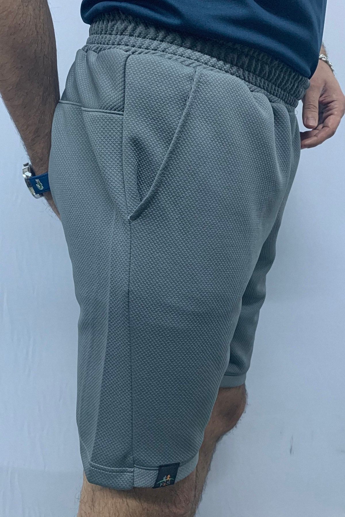 Fs-Men's Casual Gray Neon Orange Printed Sports Fitness Running Shorts 2