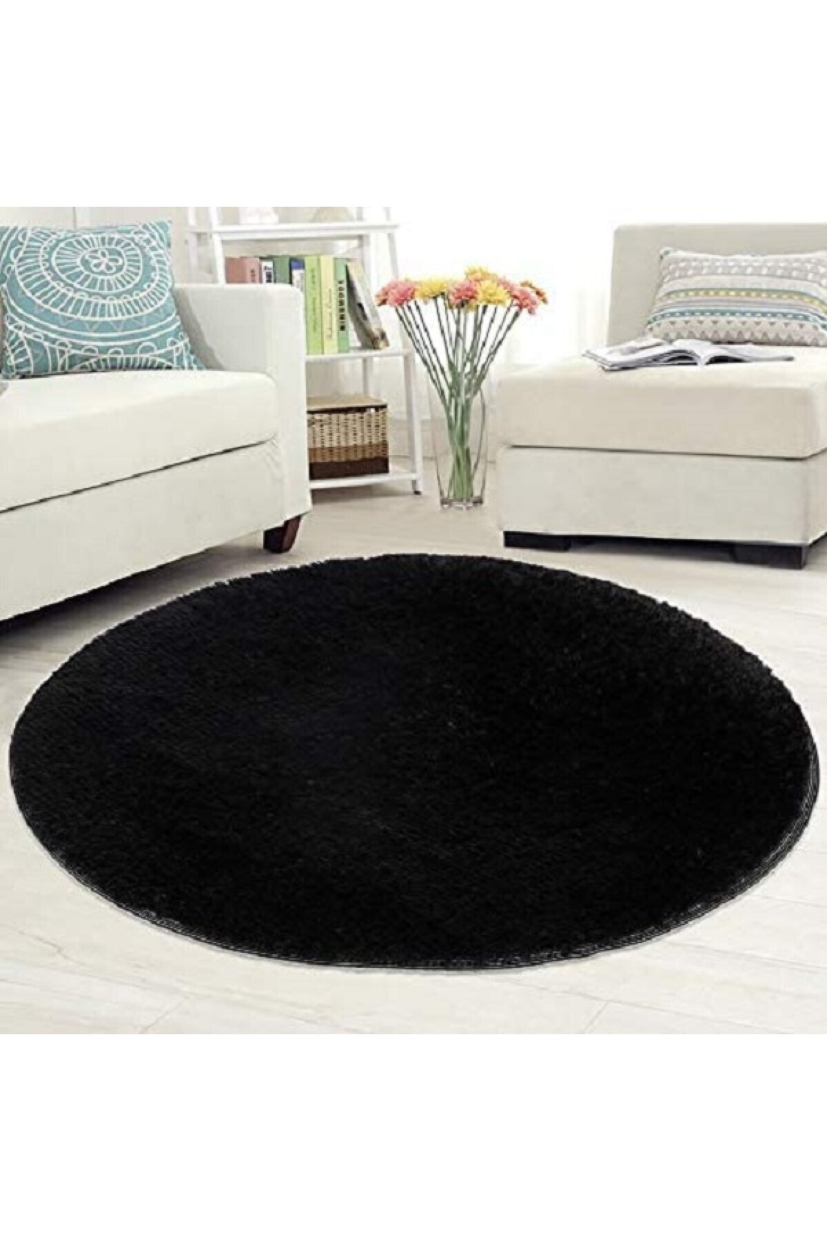 sarar yuvarlak pelus siyah post hali 120 cm fiyati yorumlari trendyol