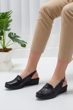 Kadın Siyah İçi Hakiki Deri Siyah Günlük Burun Kapalı Anatomic Sandalet Ayakkabı Artı-artı020-0413 Artı-Artı020-0413
