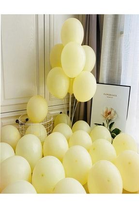 25 Adet Sarı Makaron Balon Soft Pastel Doğum Günü Balonu 25sarı mak