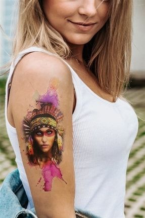 Geçici Kadın Kızılderili Modelli Dövme Tattoo 8694000180019