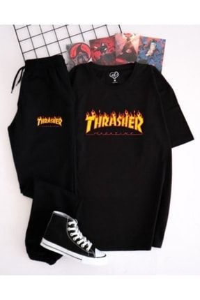 Siyah Thrasher T-shirt Eşofman Takımı EFBUTIK7283