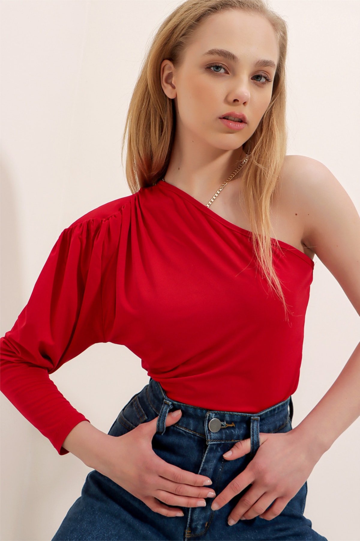 Trend Alaçatı Stili Bluse Rot Slim Fit Fast ausverkauft
