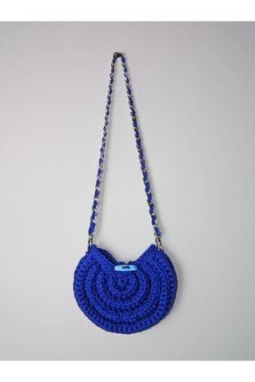 Sax Mavisi El Yapımı Özel Tasarım Şık Omuz Askılı Lüks Kadın Günlük Mini Crochet Çanta 512312134