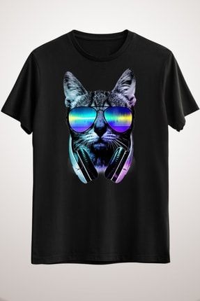 Unisex Siyah Rave Cat Edm Dj Tech House Müzik Tshirt Music Underground EM2375