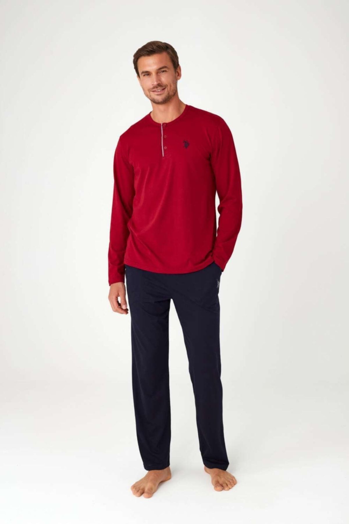 U.S. Polo Assn. Erkek Bordo Patlı Pijama Takım