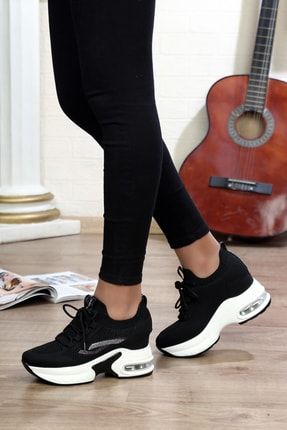 Deriland Park Kadın Gizli Dolgu Topuklu Siyah Spor Ayakkabı 22y300-2 22Y300-2