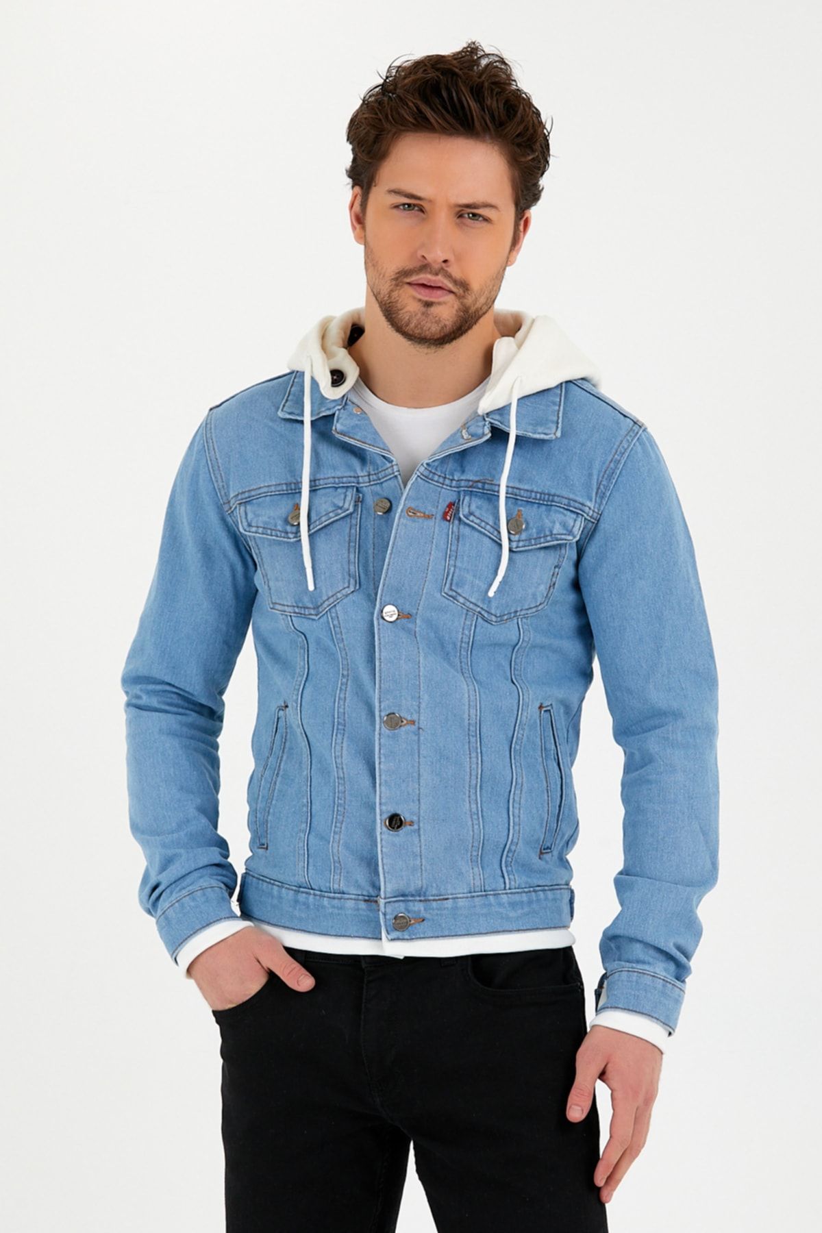 Forever 21 - Men's Hooded Denim Jacket (S) Men's... - Depop