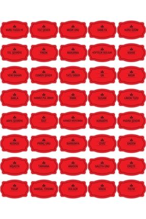 Kırmızı 80 Adet Baharat Bakliyat Kuruyemiş Kavanoz Etiketi Sticker TYC00390418794